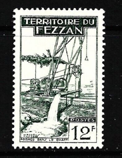 Fezzan Stamp-Scott # 2N19/OS6-12fr-Mint/LH-OG-1951 