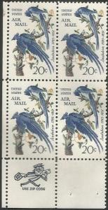 Scott #C71 MNH Columbia Jays Mr. Zip Block of 4