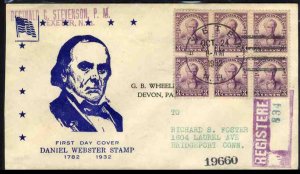 United States First Day Covers #725-4d1, 1932 3c Daniel Webster, John Gill ca...