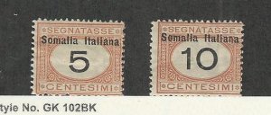 Somalia - Italy, Postage Stamp, #J12-J13 Mint Hinged, 1909, JFZ