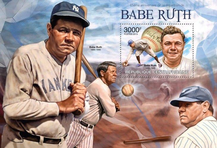 Baseball Babe Ruth Lou Gehrig Ball Games Sports Central Africa MNH stamp set