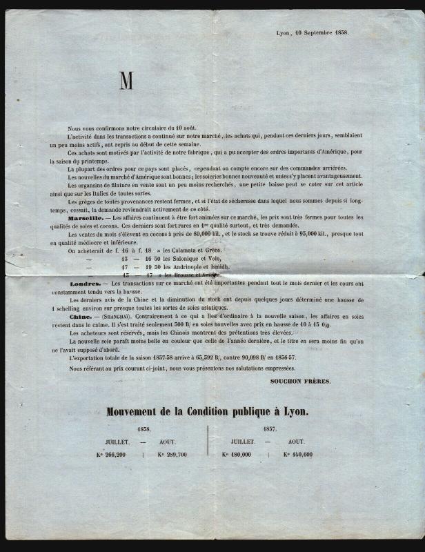 France 1858 Commercial Shipping Circular w/ 10c Bister - Z15683