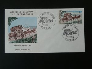 postal history mail coach horse stamp day 1973 FDC New Caledonia 100807