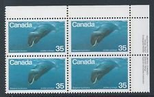 CANADA  814  ENDANGERED WILDLIFE  35¢  PLATE BLOCK  MNH  SHERWOOD STAMP