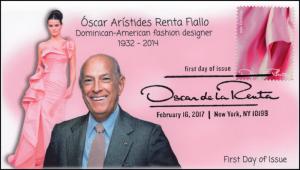 17-045, 2017, Oscar de la Renta, Fashion Design, FDC, Pictorial Cancel, Pink Sat 