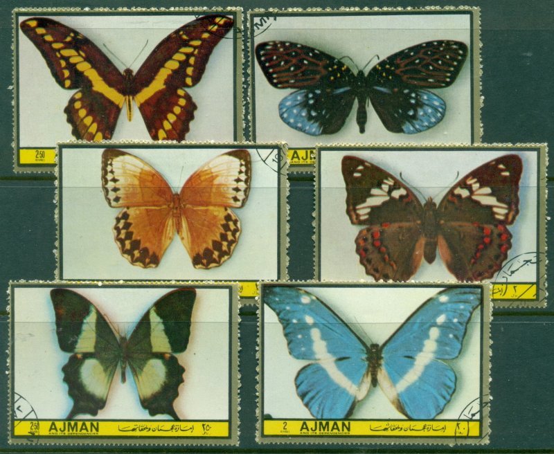 Ajman 1972 Mi#2385-2390 Insects, Rare Butterflies CTO