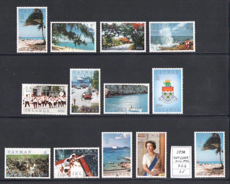 1991 CAYMAN ISLANDS, Yvert and Tellier n. 678-89+744 - Ordinary Series - 13 Valu