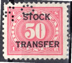 USA; 1918: Sc. # RD9: Used Single Stamp w/Perfins