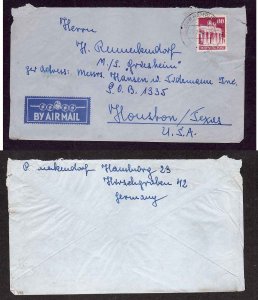 Germany cover-#14151-airmail to USA-re-directed to MS Grvesheim-Hamburg-25-7-195