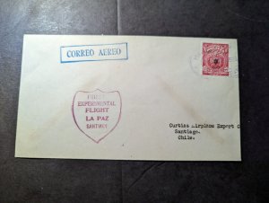 1938 Bolivia Airmail First Flight Cover FFC La Paz to Santiago Chile