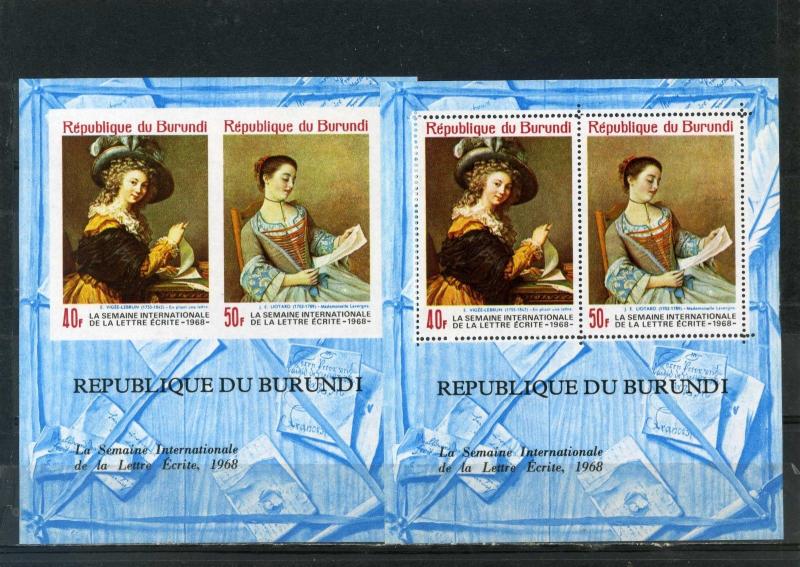 BURUNDI 1968 Sc#C87a PAINTINGS 2 S/S PERF. & IMPERF.  MNH