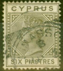 Cyprus 1882 6pi Olive-Grey SG21 Fine Used