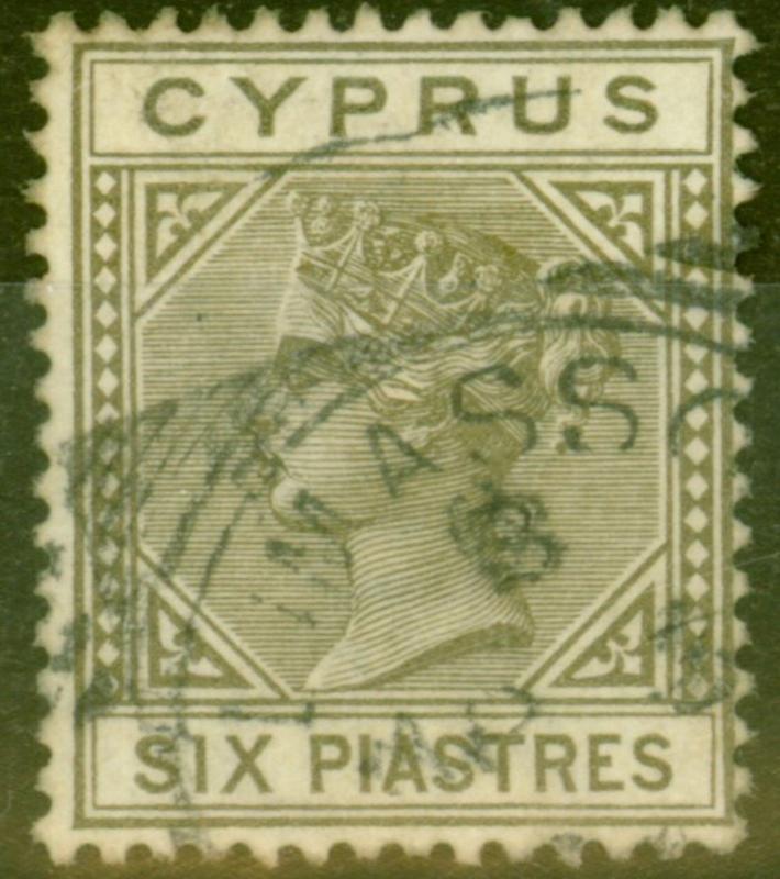 Cyprus 1882 6pi Olive-Grey SG21 Fine Used
