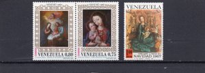 VENEZUELA 1967-1969 CHRISTMAS PAINTINGS SET OF 3 STAMPS MNH