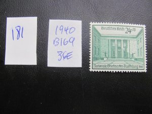 GERMANY 1940 MNH SC B169 SET XF 36 EUROS (181)