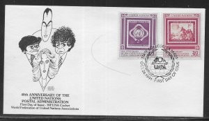 United Nations 597-8 40th UNPA WFUNA Cachet First Day Cover State College Cancel