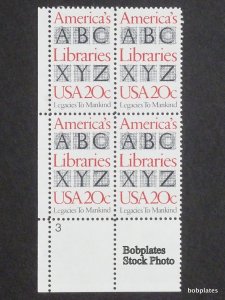 BOBPLATES #2015 Libraries Plate Block F-VF MintNH ~See Details for Pos/#s