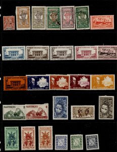 Martinique #Nice Selection of 28 Stamps on Hanger Mint / Used - Unchecked