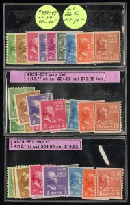 US Stamps # 839-51 MNH VF Prexy Lot Of 3 Sets