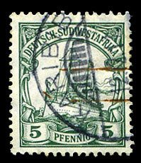 German Colonies, German South West Africa #27 (Mi. 25), 1906-19 5pf green, K...