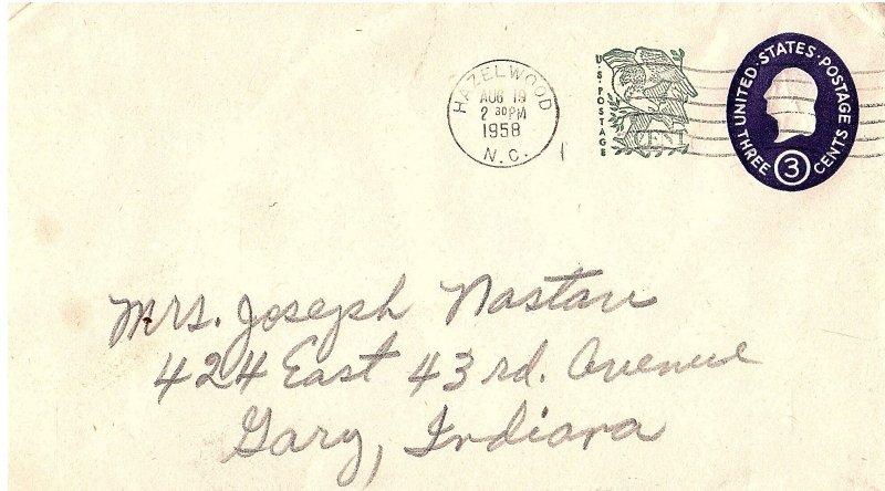 USA 1958 Scott U539 Entire Cover Die 1