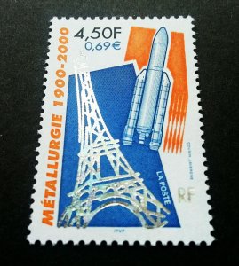 France Metallurgy 2000 Eiffel Tower Rocket Space (stamp) MNH *Hologram unusual