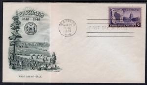 US 957 Wisconsin Statehood Artmaster U/A FDC