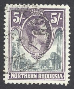 Northern Rhodesia Sc# 43 Used 1938-1952 5sh King George VI