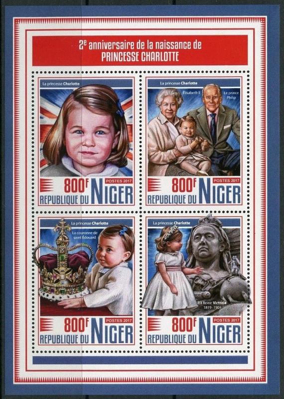 NIGER 2017 2nd BIRTH ANNIVERSARY OF PRINCESS CHARLOTTE SHEET  MINT NH