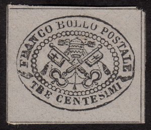 1867 Italian Papal / Roman States 3c, MNG, Sc 13