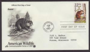 US Beaver 1987 PCS Typed FDC BIN