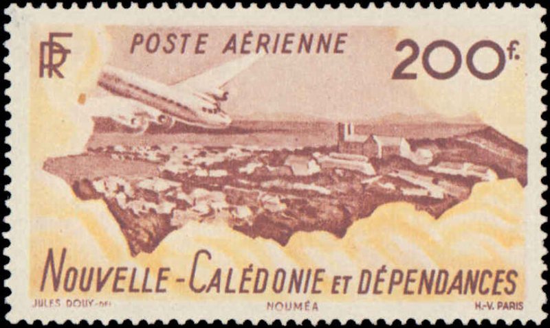 New Caledonia #C21-C23, Complete Set(3), 1948, Aviation - Airplanes, Hinged