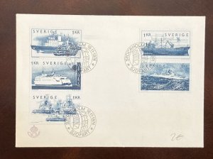 D)1974, SWEDEN, FIRST DAY COVER, ISSUE SHIPS, OIL TANKER, SKANIA FERRY, SNOW