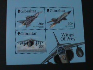 ​GIBRALTAR-1999-SC#  811a -WINGS OF PREY-PLANE FIGHTERS-MNH-EST $8 VERY FINE