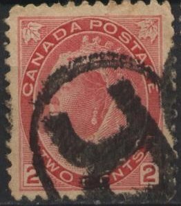 Canada 77 (used) 2c Victoria, carmine (1899)