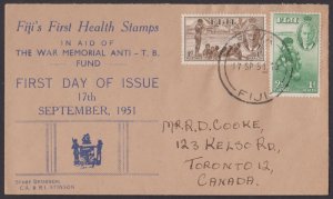 FIJI - 1951 KGVI HEALTH STAMPS - 2V - FDC