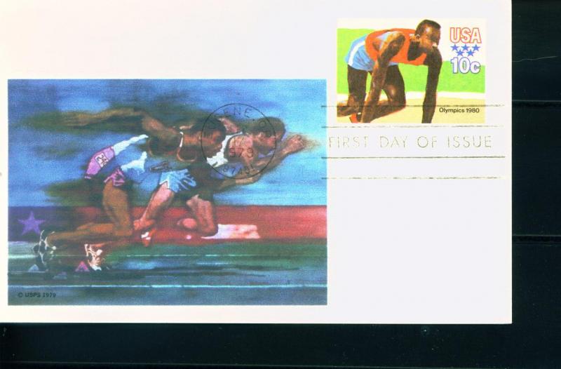 US Sc# UX80 FDC Olympic Sprint Runner Sport Color Art Cachet