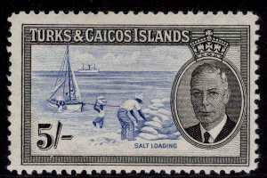 TURKS & CAICOS ISLANDS GVI SG232, 5s blue & black, NH MINT. Cat £27.