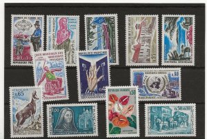 France 1970-73 ten sets (12 stamps) MNH