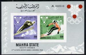 Aden - Mahra 1967 Grenoble Winter Olympics imperf m/sheet...