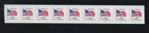 USA #2886b Old Glory G in Black coil strip of 9 with Plate MNH