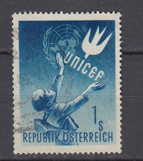 J29462, 1949 austria set of 1 used #559 unicef