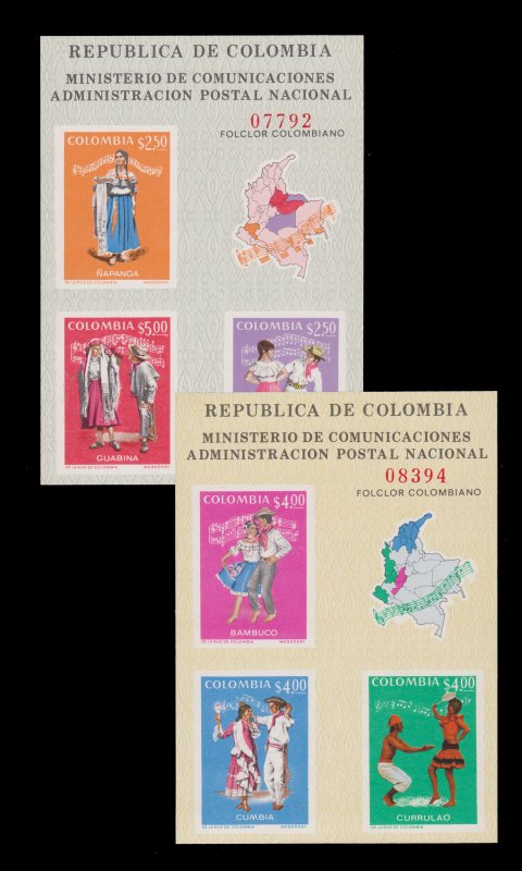 COLOMBIA 1971 SCOTT # 797 - 798. SOUVENIR SHEET SET. UNUSED.