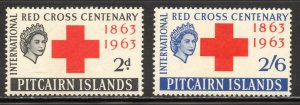 Pitcairn Islands Scott 36-37 MNHOG - 1963 Cent of Red Cross Set - SCV $6.50