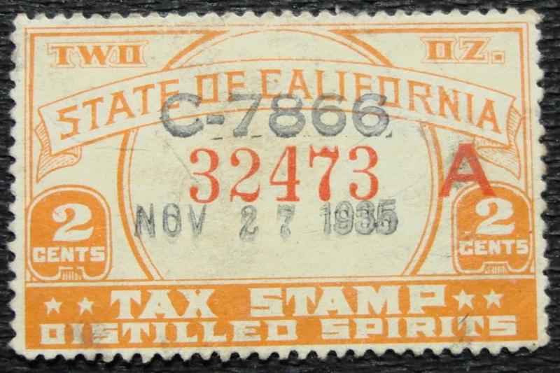 US, State of California Tax , Distilled Spirits, Used Single
