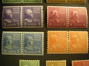 PREXIE COIL PAIRS COMPLETE, Scott 839 - 851, MNH Beauties, CV $72