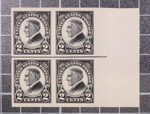 Scott 611 - 2 Cents Harding - OG MH - Horiz Line Block - SCV $20.00