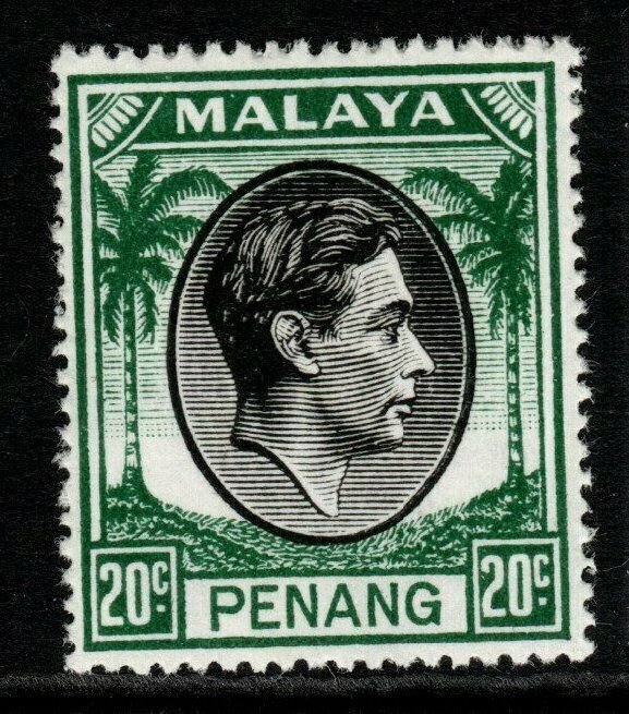 MALAYA PENANG SG14 1949 20c BLACK & GREEN MNH