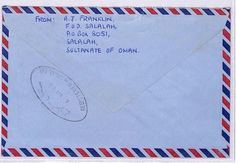 XX168 Arabian Gulf Cover 1978 OMAN *Salalah* Superb Oval Registered Airmail 