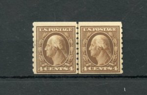 UNITED STATES 4c WASHINGTON LINE PAIR SC# 395 F/VF MINT LH PF CERT-SCOTT $475.00